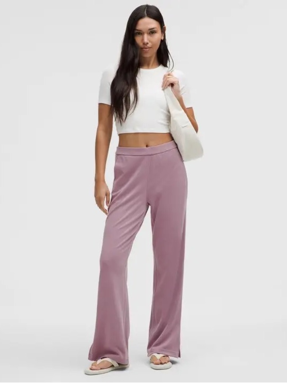 NEW Lululemon Softstream High Rise Wide Leg Pique Pant Purple Lavender XL NWT